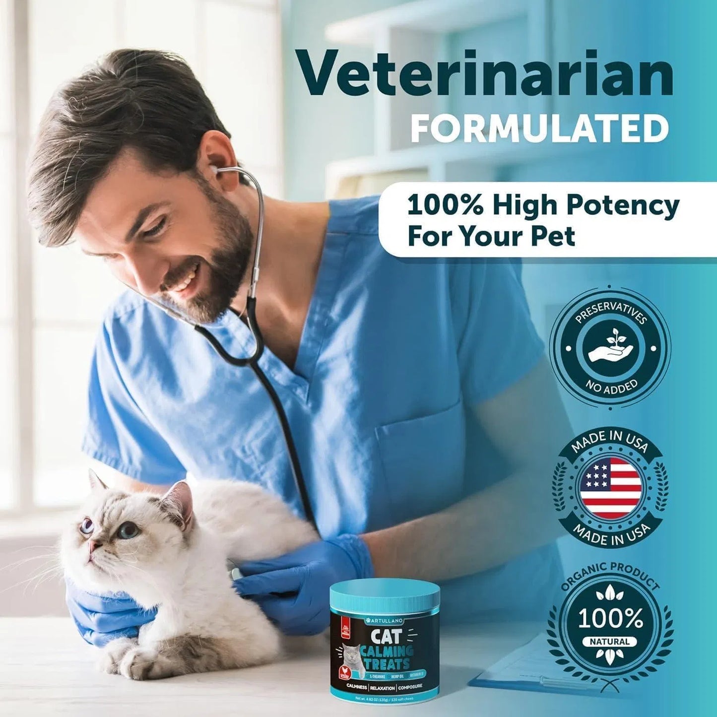 Hemp Cat Calming Treats For Stress & Anxiety Relief Cat Kittens Melatonin