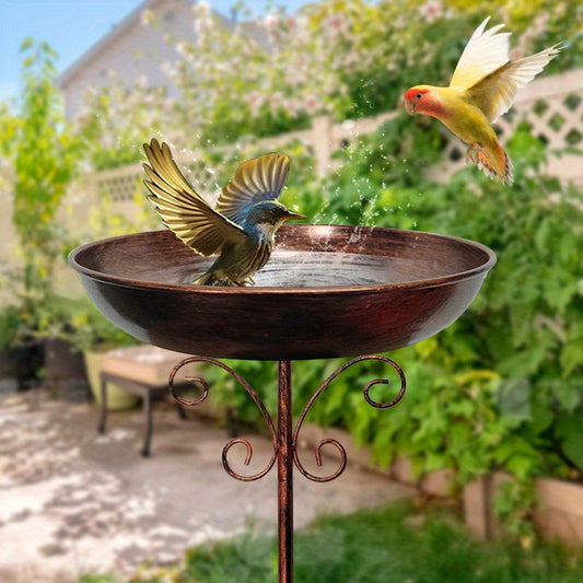 Vintage Metal Bird Bath with Pedestal Stand