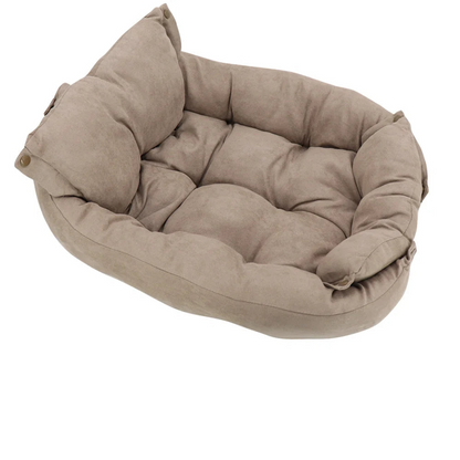 3-in-1 Multifunction Dog And Cat Bed Soft Cotton Convertible Pet Mat Brown