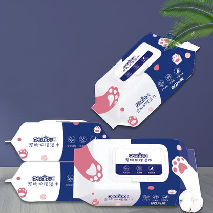 80-drawer Pet Wipes Special Wash-free Deodorant Antibacterial Nursing Wipes For Cats And Dogs