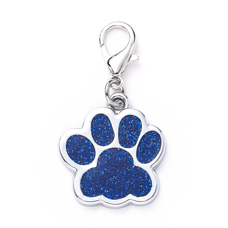 Zinc Alloy Metal Pet Tag Zinc Alloy Identity Brand Glitter Footprint Engraving Dog Tag