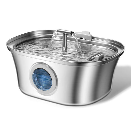 All Stainless Steel Pet Water Dispenser Round Runway Type Large Capacity Dogs And Cats Water Dispenser